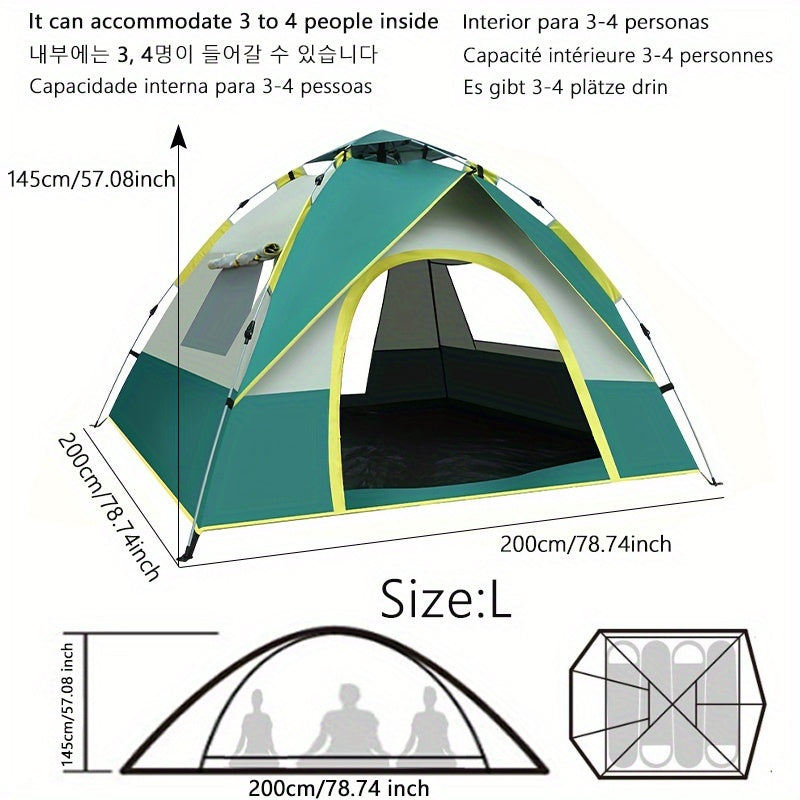 Snabbinstallation 4-personers campingtält – Andningsbart och vindskyddande skydd