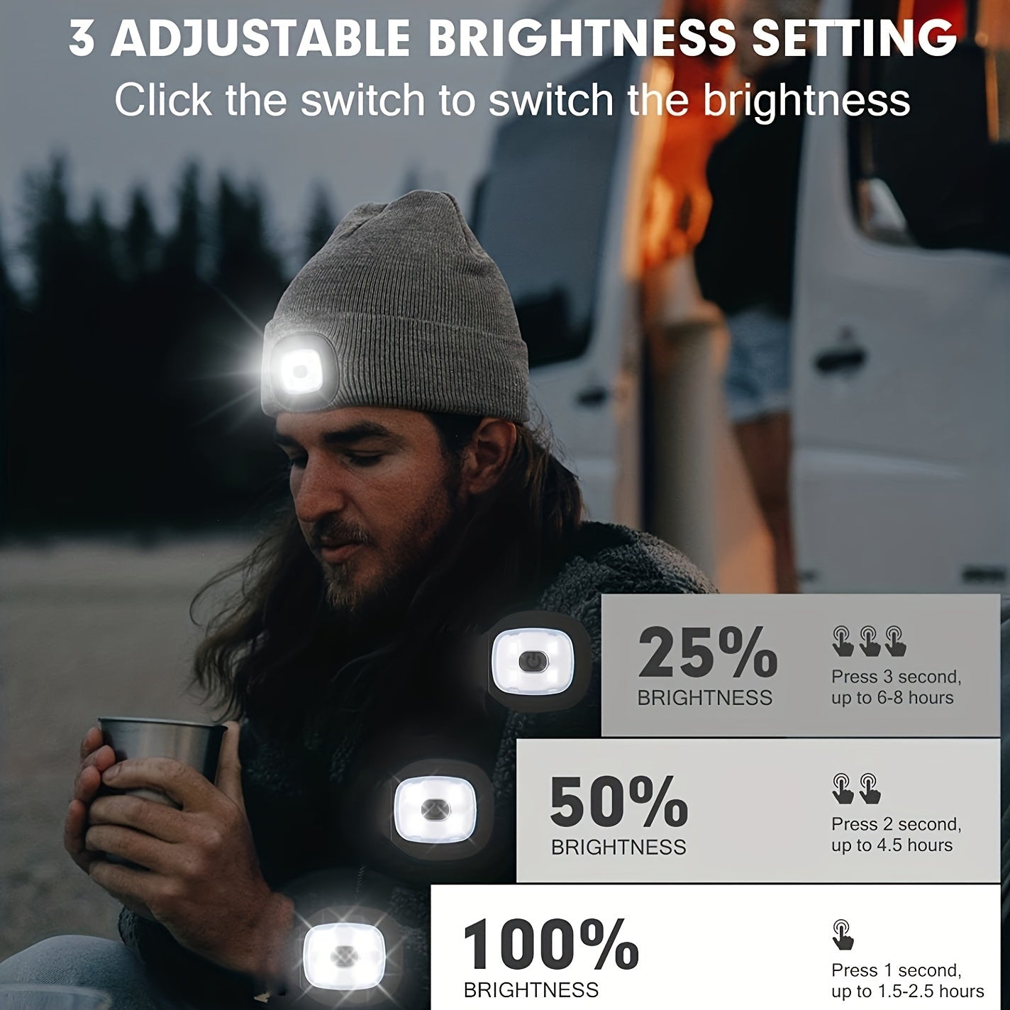 Unisex Beanie med LED-lampa – Bekväm belysning för kvällspromenader