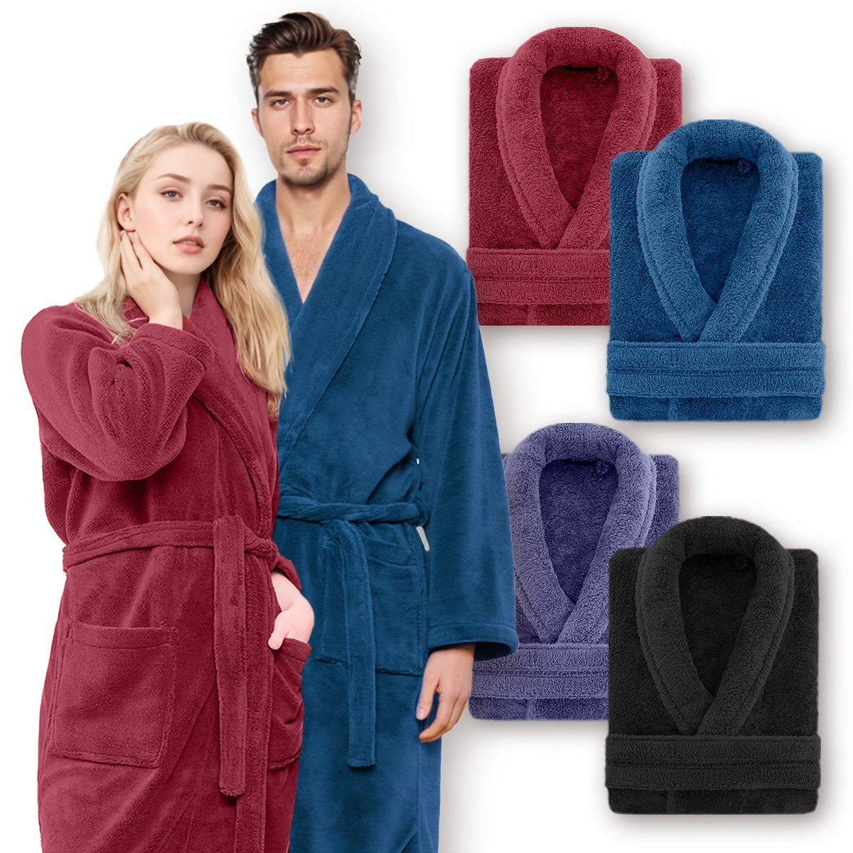 Lyxig Unisex Coral Fleece Badrock – Ultra Mjuk och Varm för Din Komfort