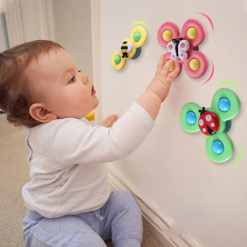PurePlay Montessori Snurrleksak | Sugkoppssensorisk leksak för bebisar – perfekt för bord, fönster och högstolar