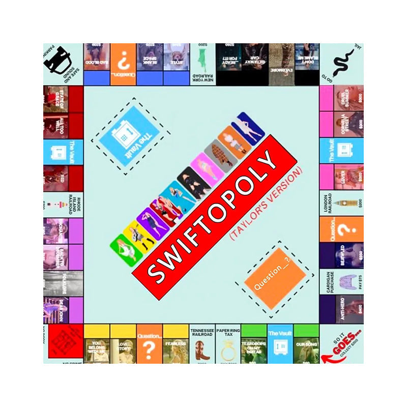 Musikbaserat brädspel med sångkort och Monopolpengar för spelkvällar