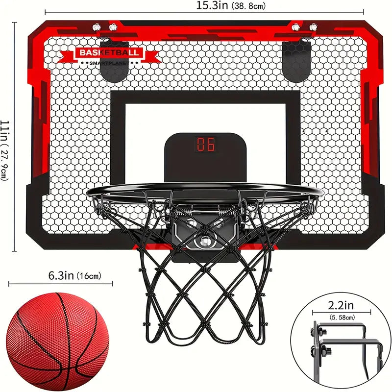 Mini Basketbollring med Elektronisk Poängtavla - BouncePro