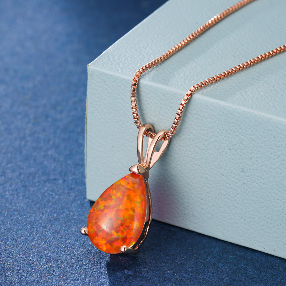 Minimalistisk Drop Opal Hänge Halsband – Selina