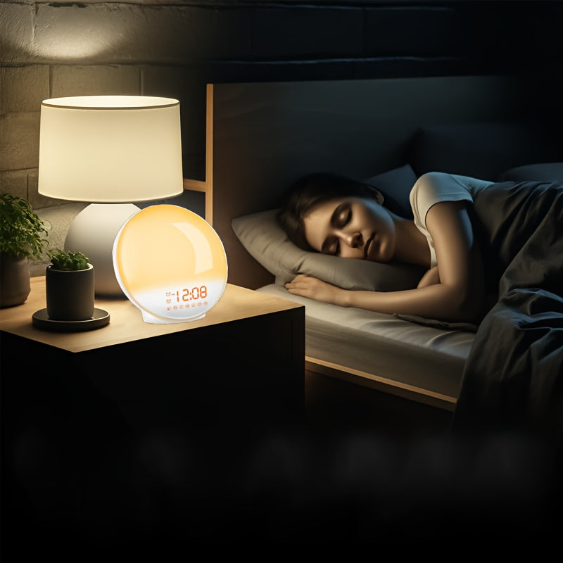 Halo Light Digital Väckarklocka – Soluppgång Väckarklocka med USB Ström och Dubbel Väckningsfunktion