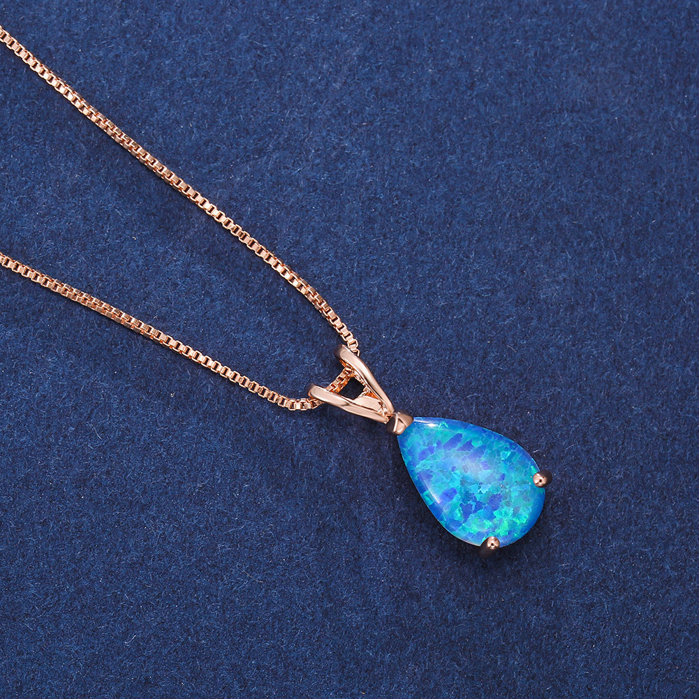 Minimalistisk Drop Opal Hänge Halsband – Selina