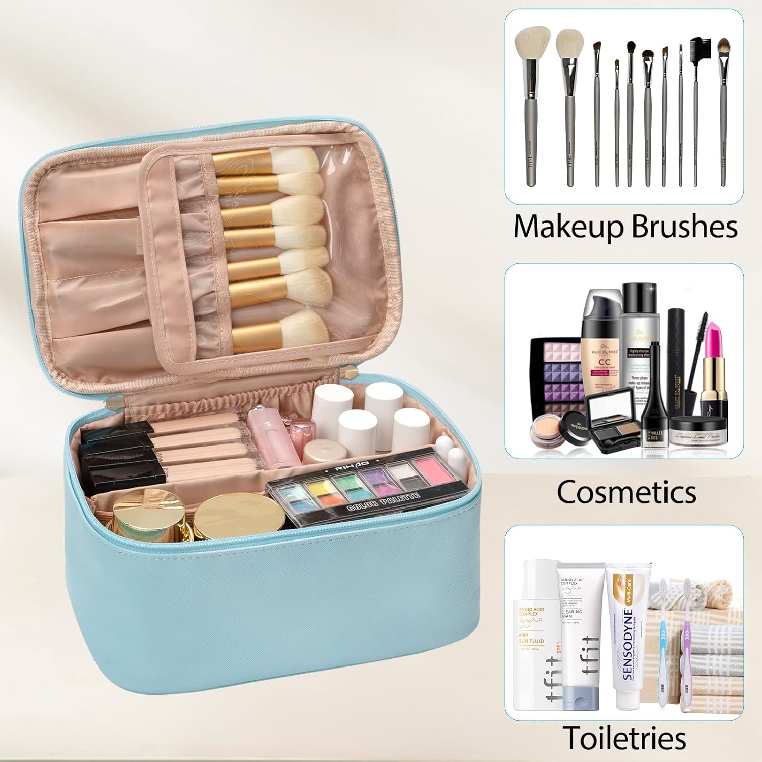 Resevänlig Makeuporganisatör med Avdelare