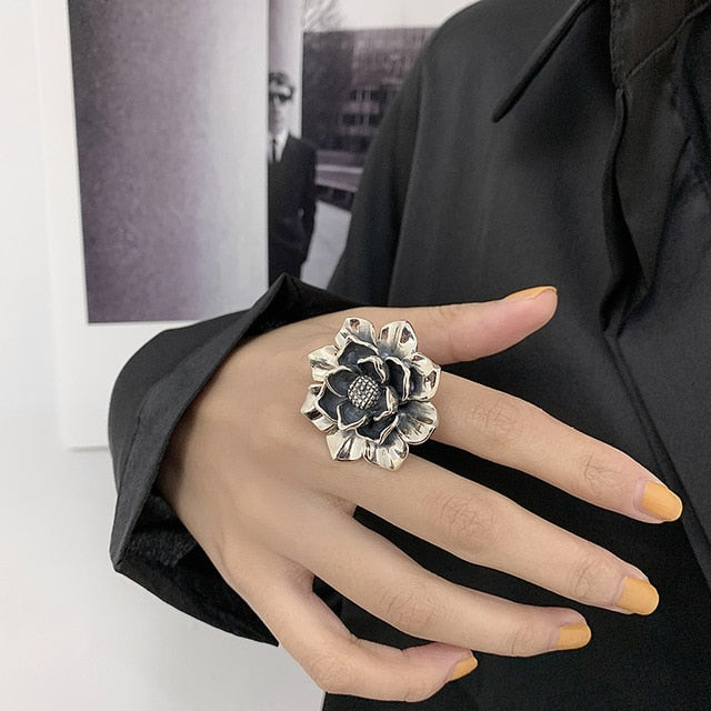 Foxver | Foxanry 925 Silver Blomringar för Kvinnor