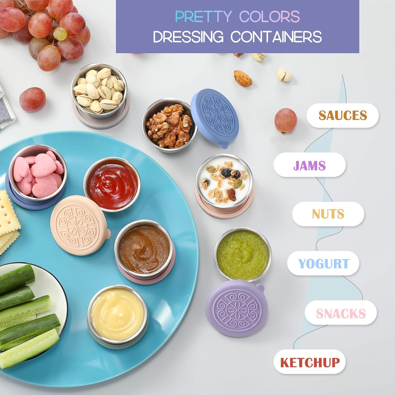 Läckagesäkra Såskoppar i Rostfritt Stål (Set om 6) – FlavorPods