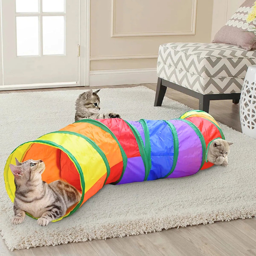 Regnbåge Lek Tunnel för Katter - PurrfectPlay Tunnel