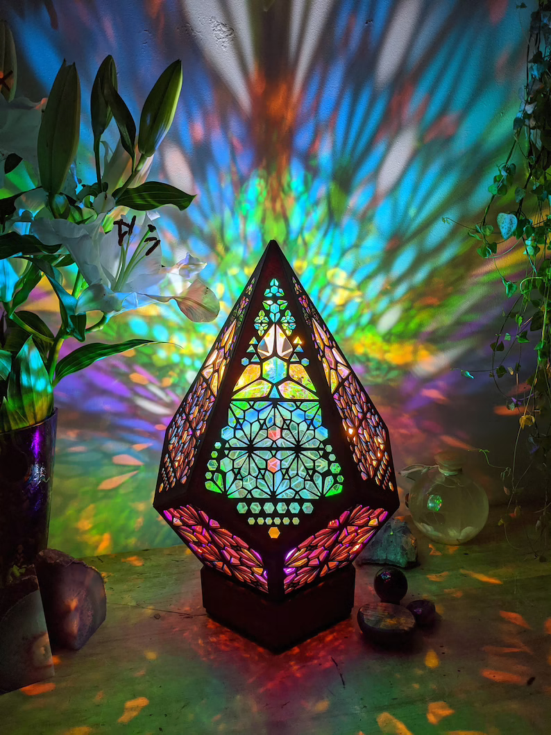 Glasblocksstil LED-bordslampa - LumiAura