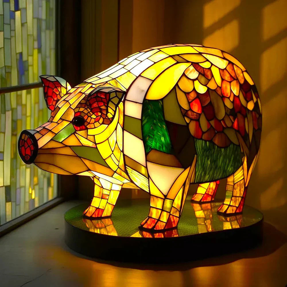 Konstnärlig Glas Mosaik Djur Lampa – Färg och Atmosfär i Hemmet