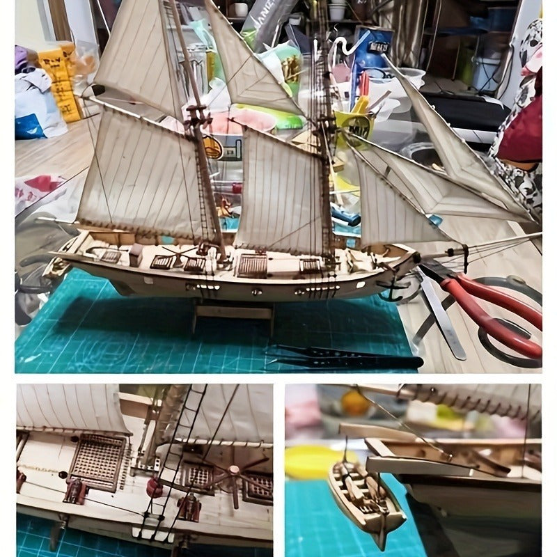 Klassisk Träsegelskepp Modell – Detaljerad 3D Pussel för Skeentusiaster