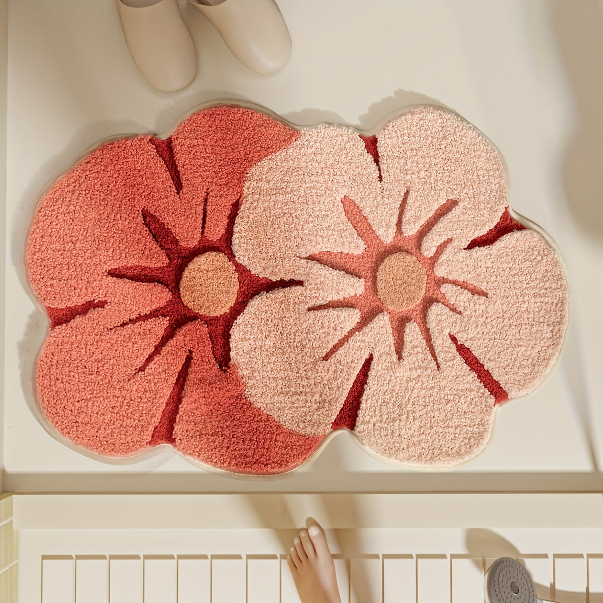Fluffig Blomsterbadmatta – Absorberande och Mjuk för Extra Komfort