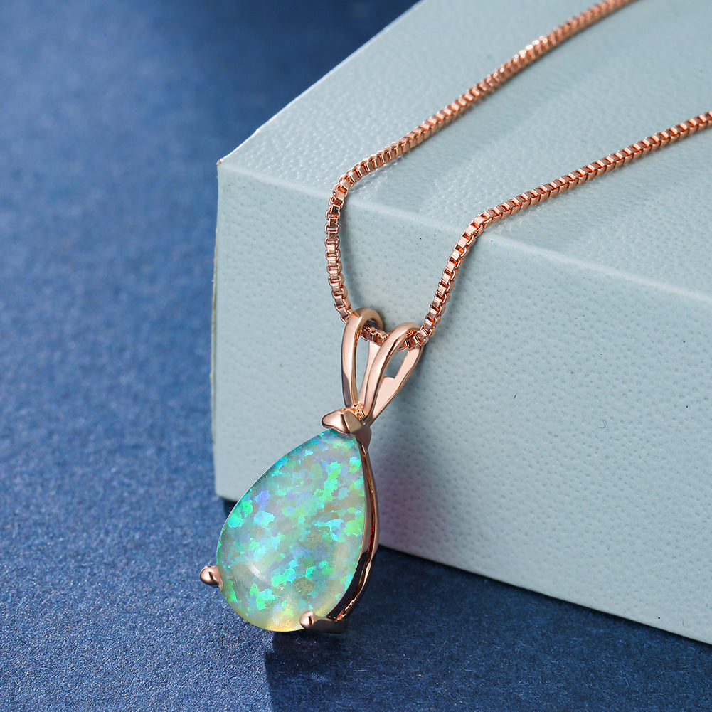 Minimalistisk Drop Opal Hänge Halsband – Selina