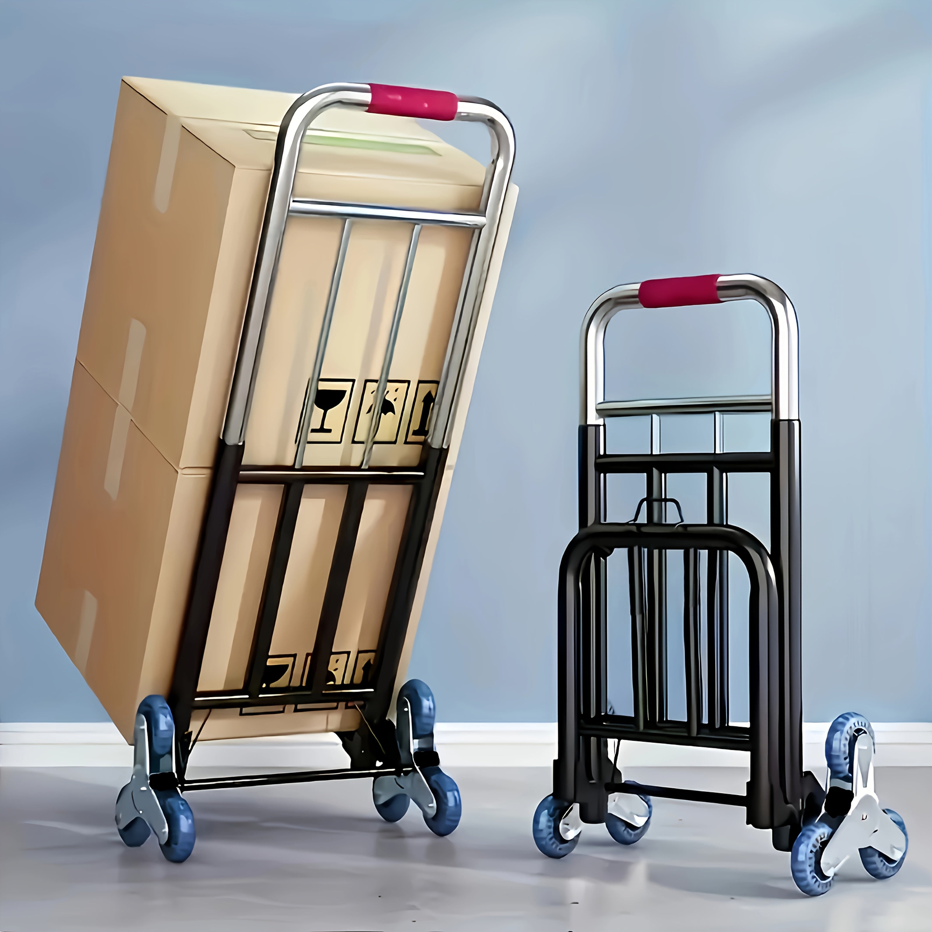 Tungt Lastad Tri-Hjul Trappklättrande Handtruck – Portabel Fällbar Vagn för Tunga Laster