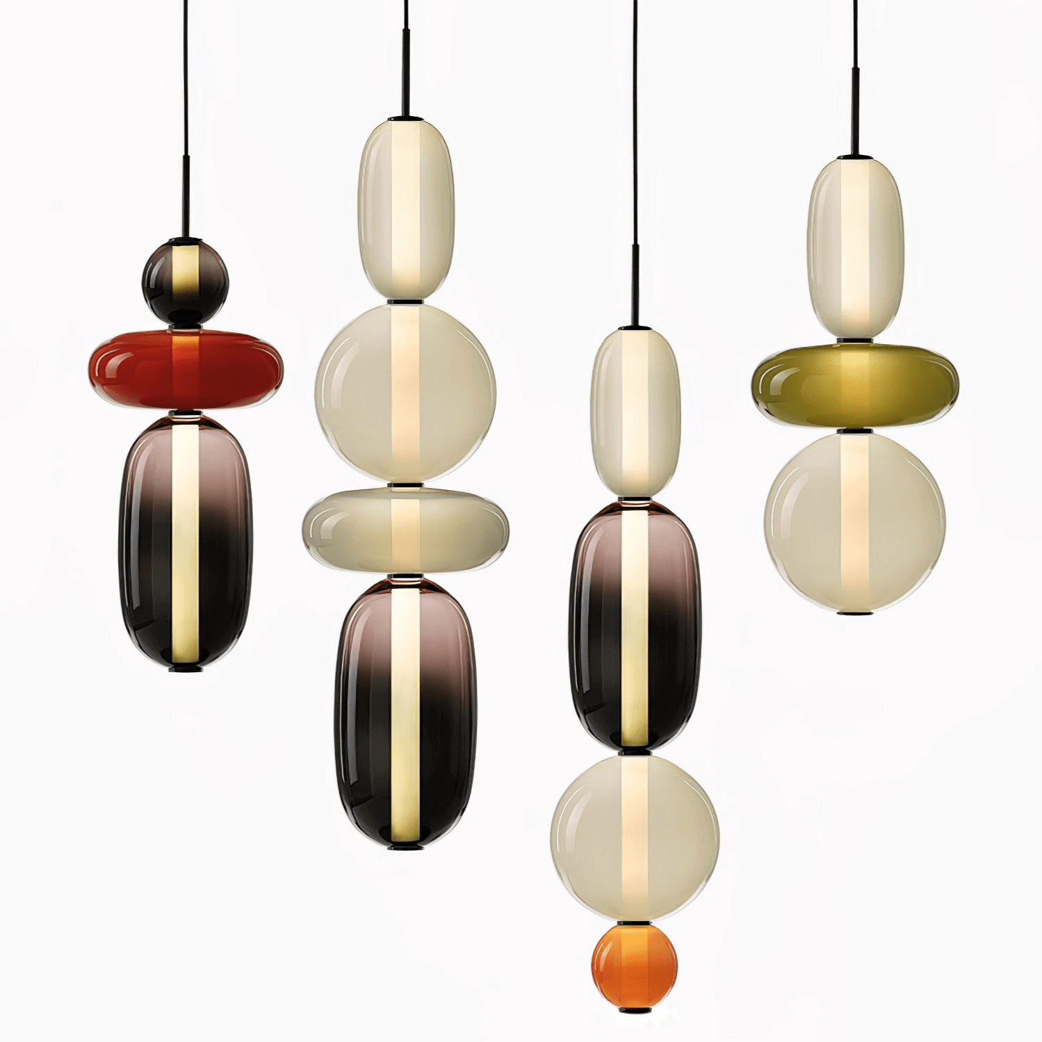 Modern Taklampa med Färgat Glas
