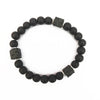 Matte Black Onyx och Kub Lava Sten Balansarmband – Aurelia