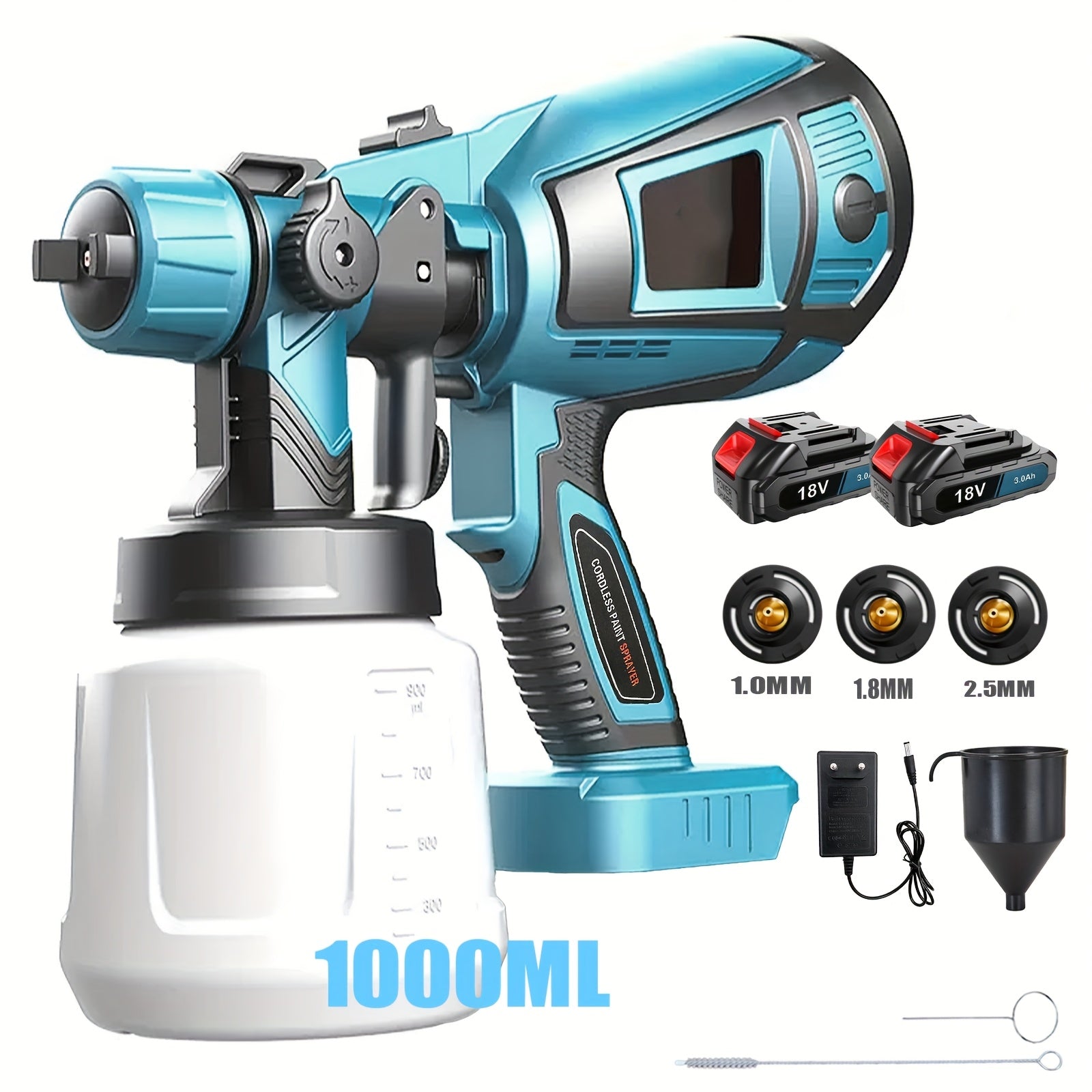 ProSpray Färgspruta – Trådlös med 2 Batterier och 1000ml Avtagbar Tank