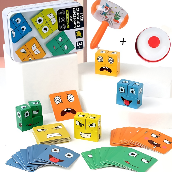 ExpressionBlox Montessori Blockset | Känslopussel och Bordsspel för Barn