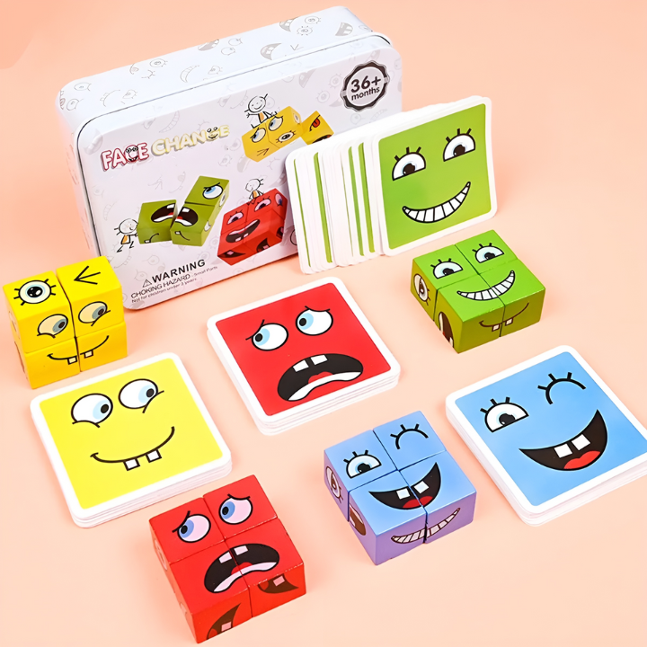 ExpressionBlox Montessori Blockset | Känslopussel och Bordsspel för Barn