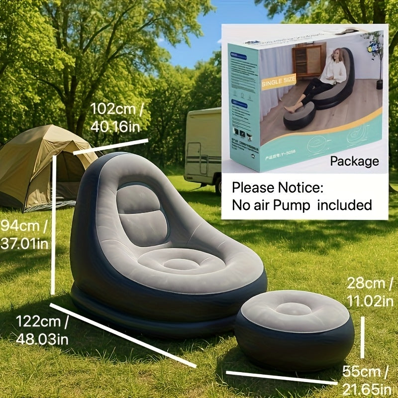 Uppblåsbar Soffa Lounger med Fotstöd - Vattentålig & Bekväm