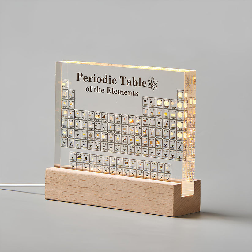 LuxaScience Periodiska Systemet | Stilfull 3D Akryl Display med Äkta Element
