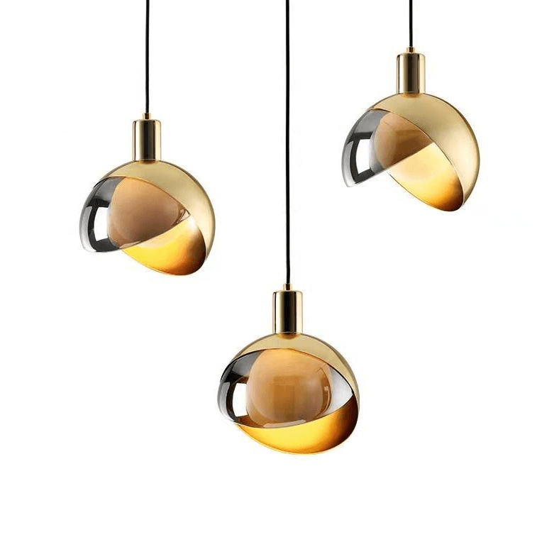 Taklampa - Rökigt Glas & Guld