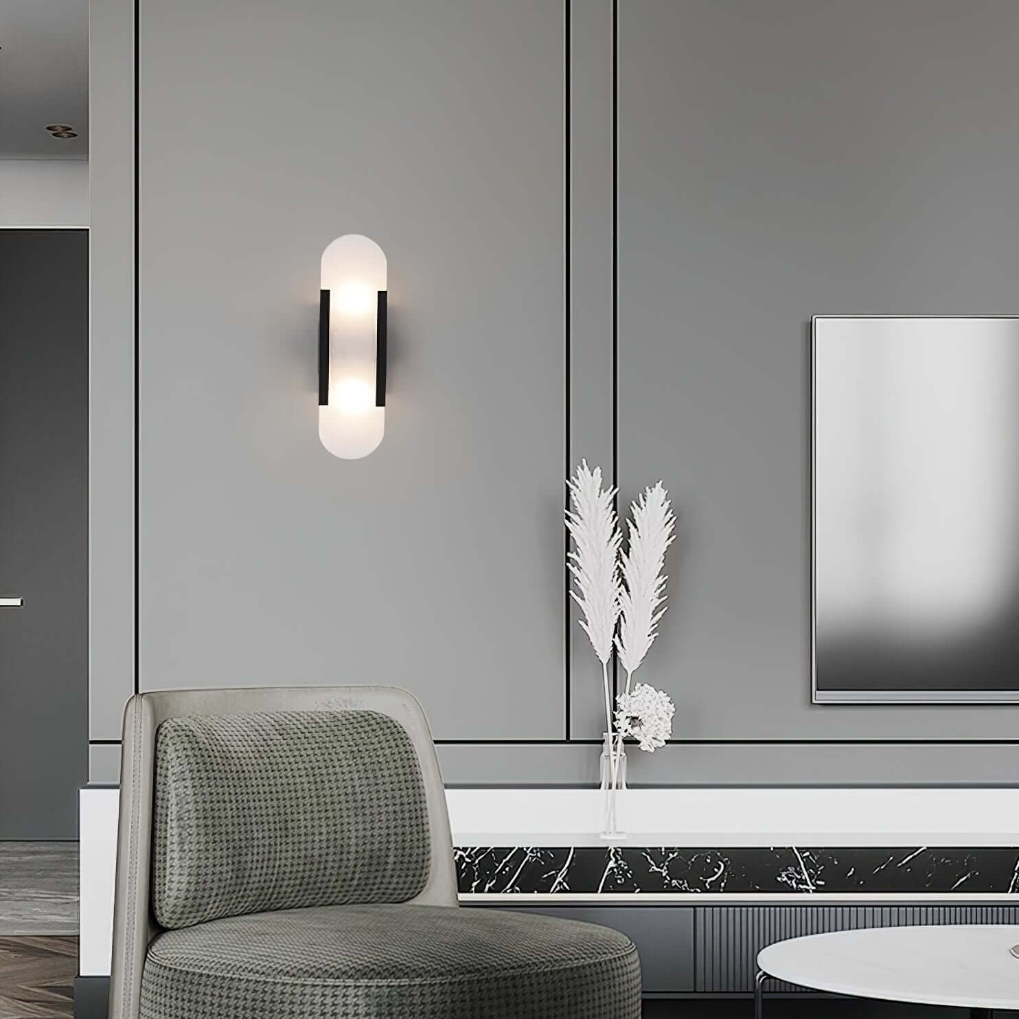 Modern Vägglampa - Alabaster & Metall