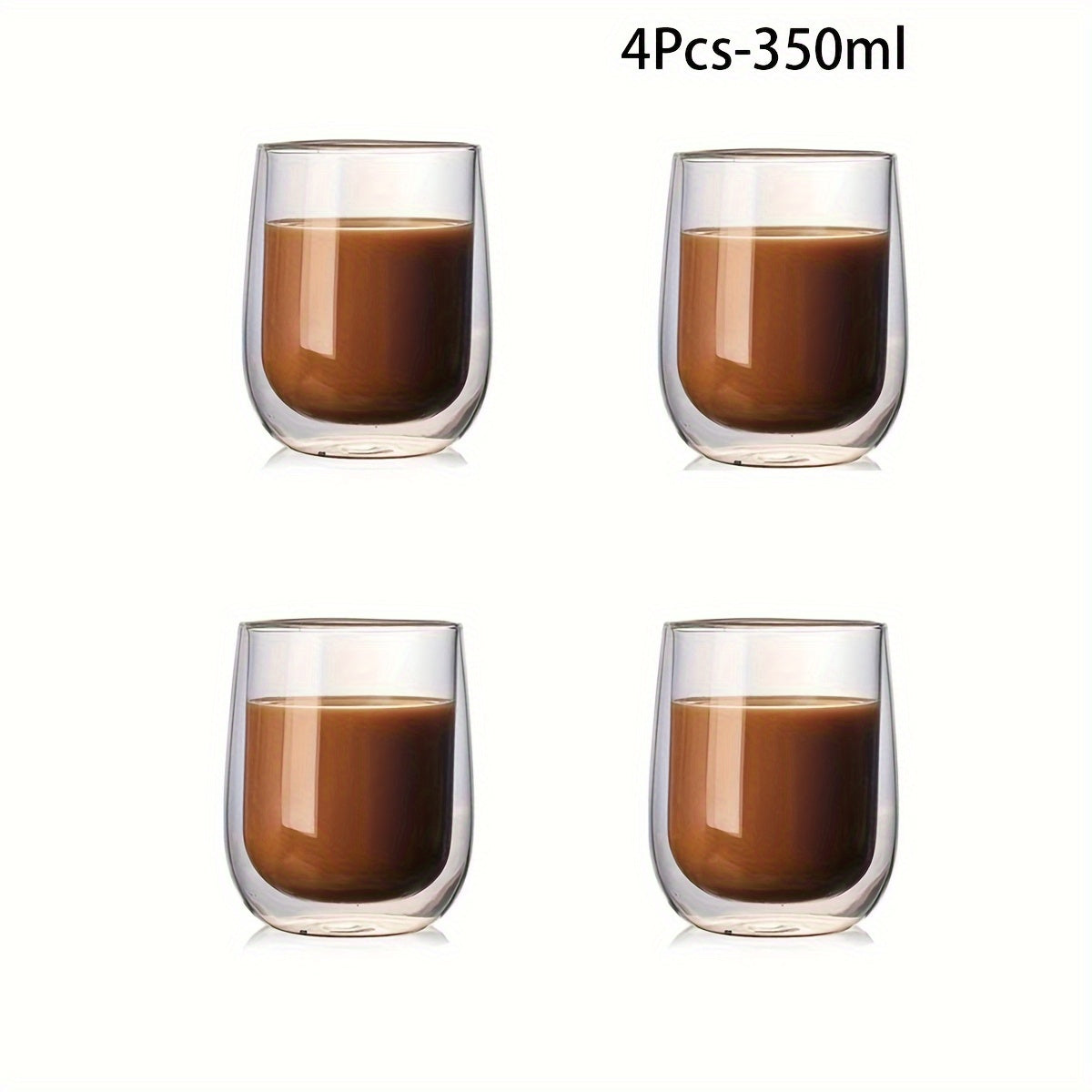 Set med 4 dubbelväggiga glas – 350 ml glas för varma och kalla drycker