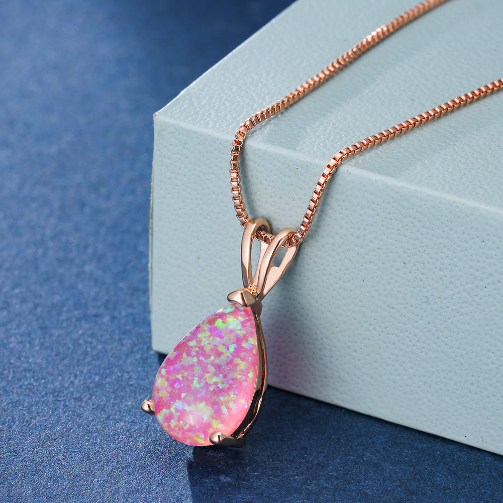 Minimalistisk Drop Opal Hänge Halsband – Selina