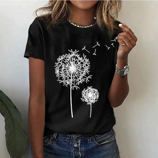 Sommar T-shirt Dam | Korta Ärmar | Rund Hals