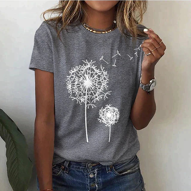 Sommar T-shirt Dam | Korta Ärmar | Rund Hals