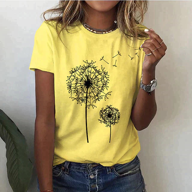 Sommar T-shirt Dam | Korta Ärmar | Rund Hals