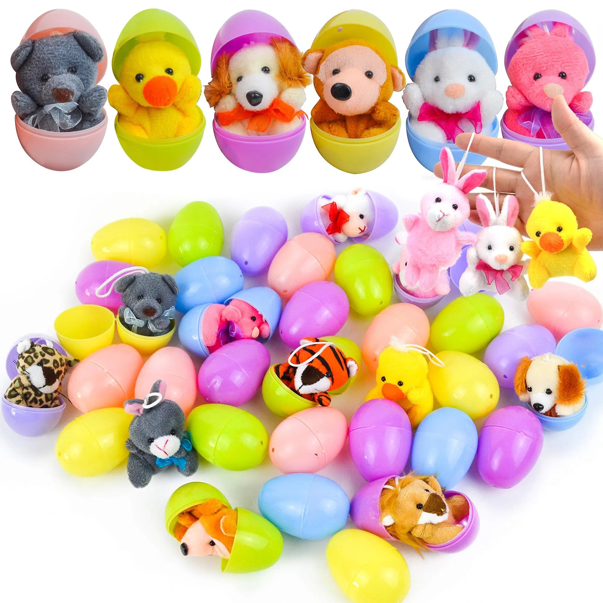 Plush Easter Eggs with Mini Animals for Children – 12 Delars Överraskningsägg Set