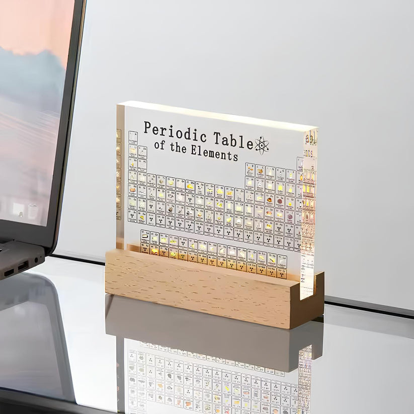 LuxaScience Periodiska Systemet | Stilfull 3D Akryl Display med Äkta Element