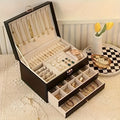 Organizador de joyas de cuero con cajones