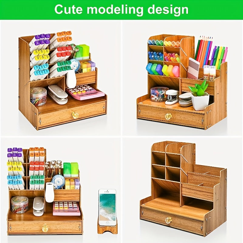 Spatial Bamboo Desk Organiser with Drawer – Organise Your Workspace Efficiently and Stylishly
