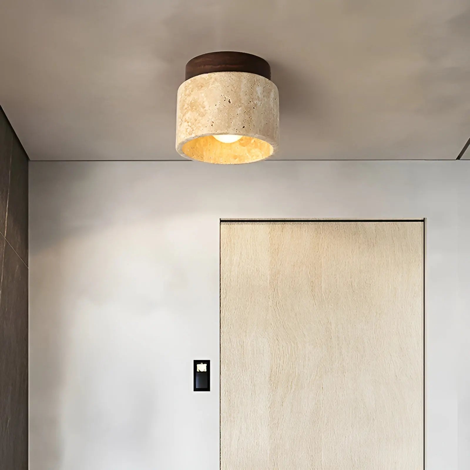 Rustik Travertin Taklampa – TravaGlow
