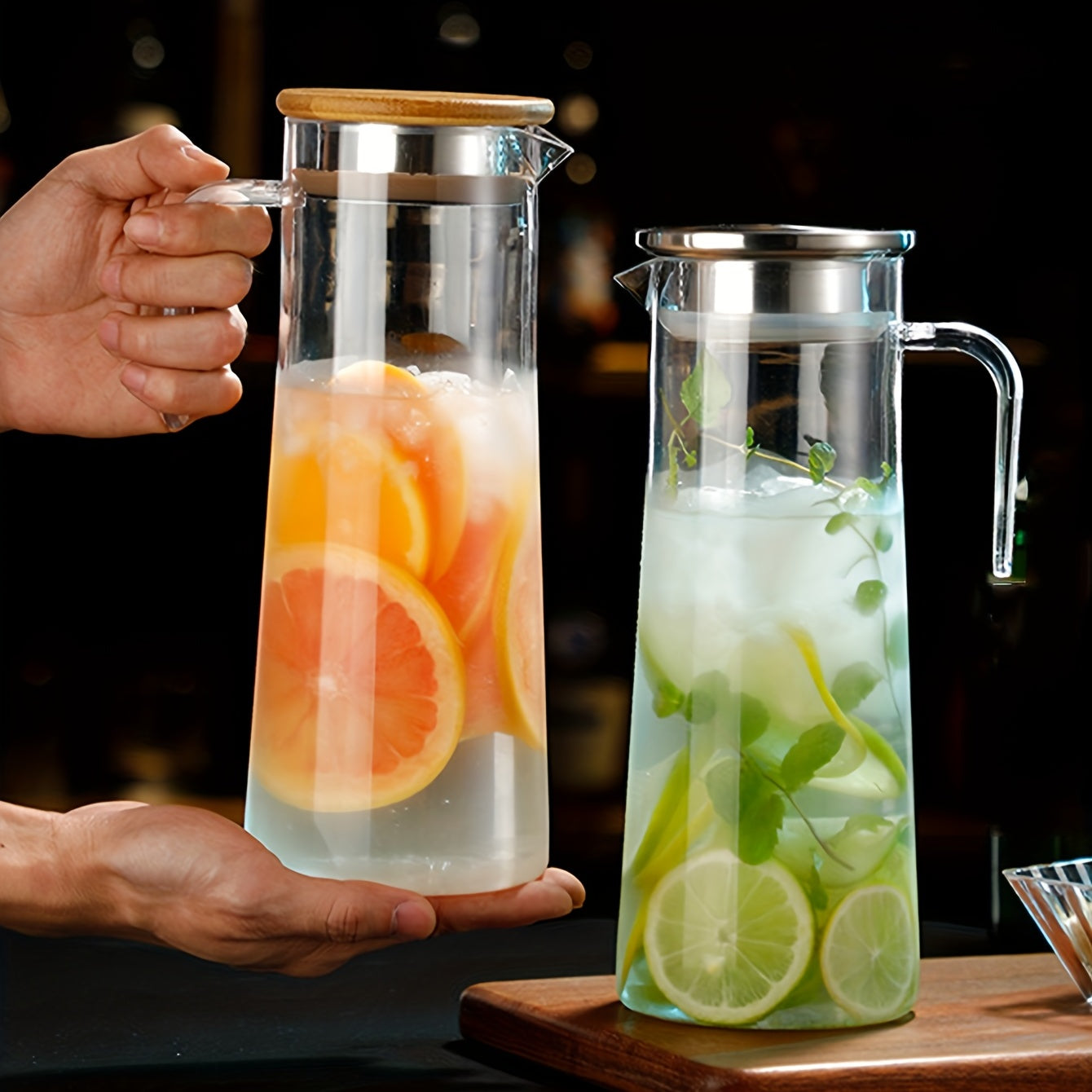 Glasvattenkanna med Lock – Idealisk för Juice, Bubble Tea och Uppfriskande Sommardrycker