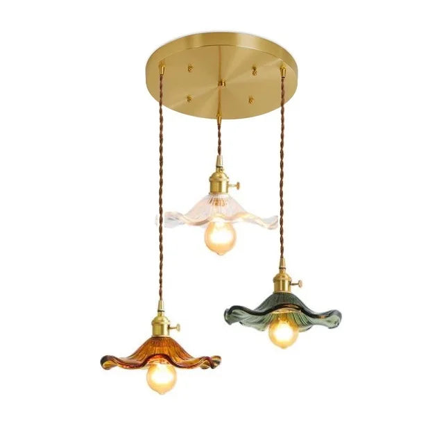 Nordisk Design LED Hänglampa | Färgglad Glas- och Kopparbelysning för Sovrum, Vardagsrum & Barer