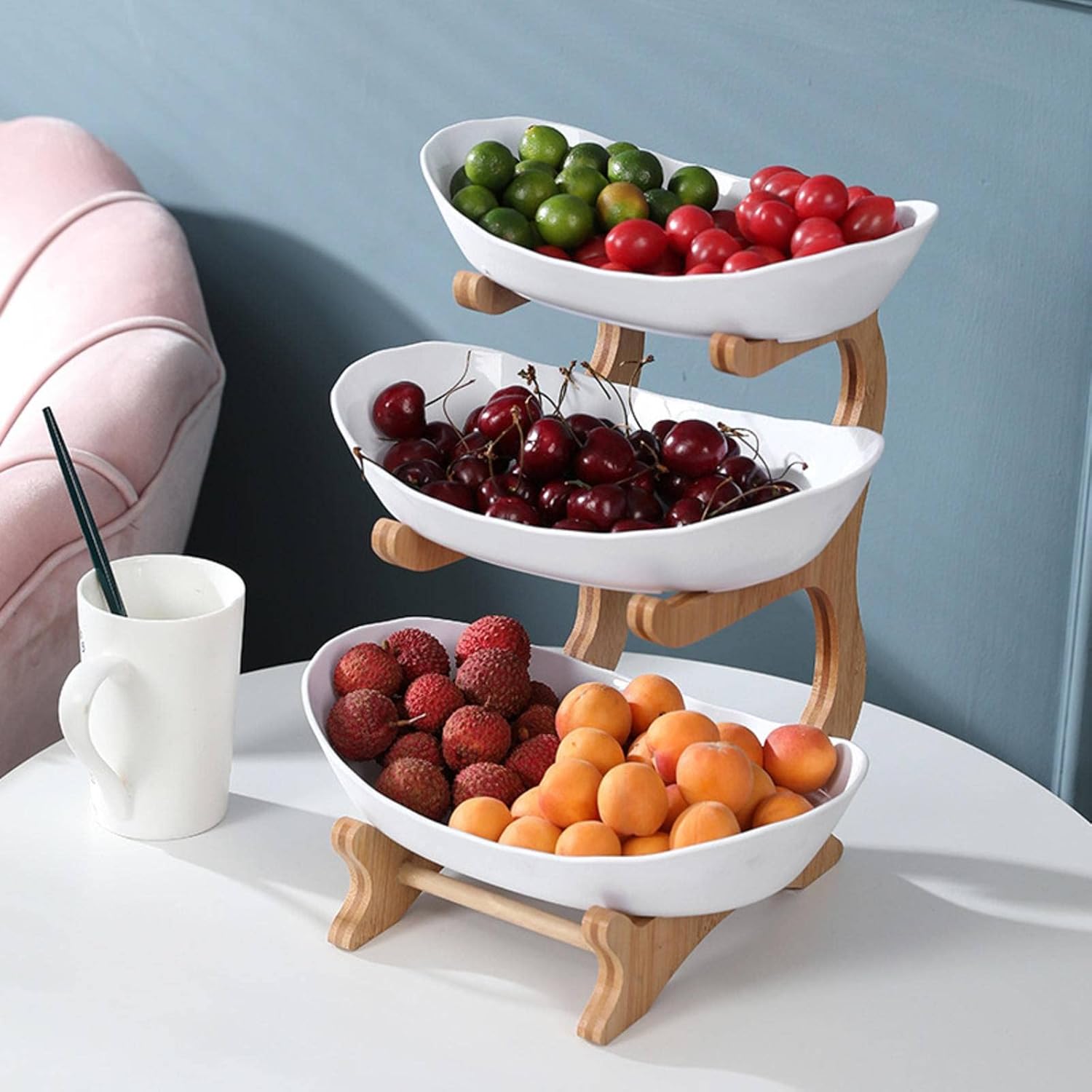 Stilren Metallfruktskål med 2 eller 3 Våningar – StackFruit