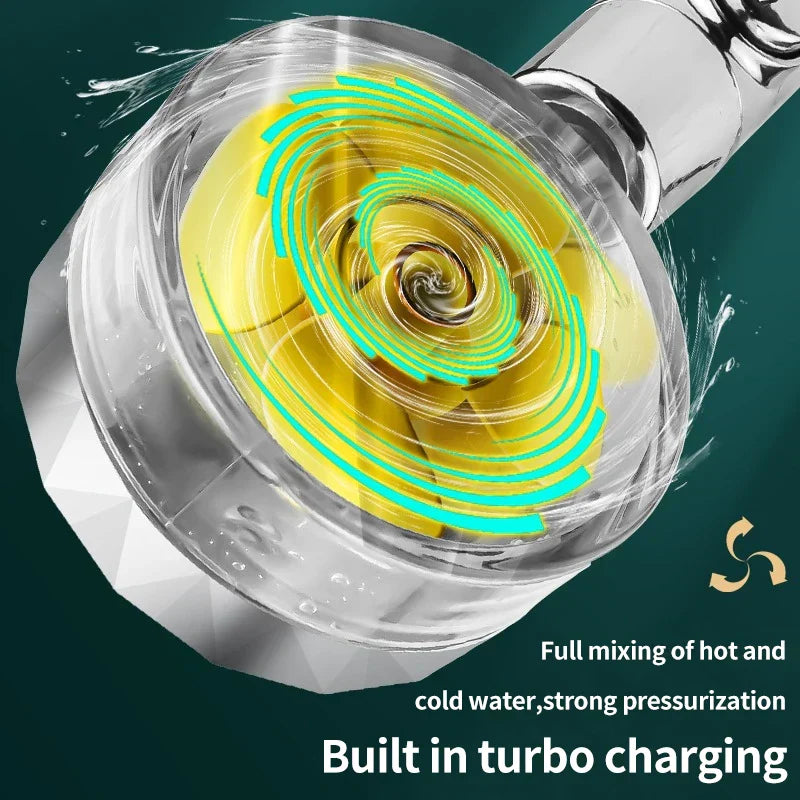 Vattenbesparande Duschhuvud med 360° Rotation - AquaTurbo
