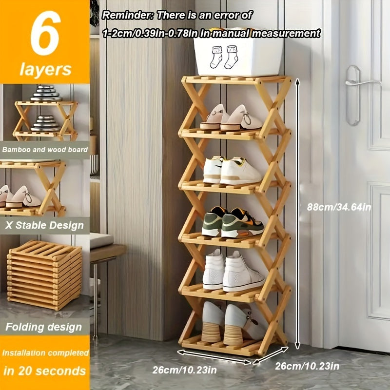 Smart Bamboo Shoe Rack – Kompakt och Praktisk för Entrén