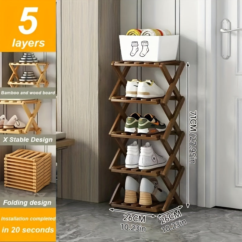 Smart Bamboo Shoe Rack – Kompakt och Praktisk för Entrén