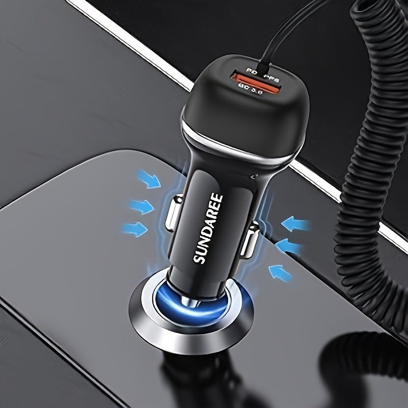 Snabbt uppladdningsbart USB-C 51W bil-laddare – För super snabb laddning av flera enheter