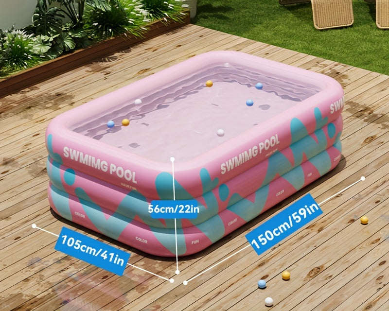 Glädjefylld Uppblåsbar Pool för Trädgården – Hållbar PVC, Perfekt för Sommarlov och Familjeaktiviteter