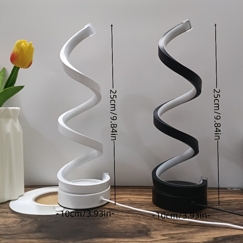 Spiral LED Skrivbordslampa – Modern Dimbar Belysning