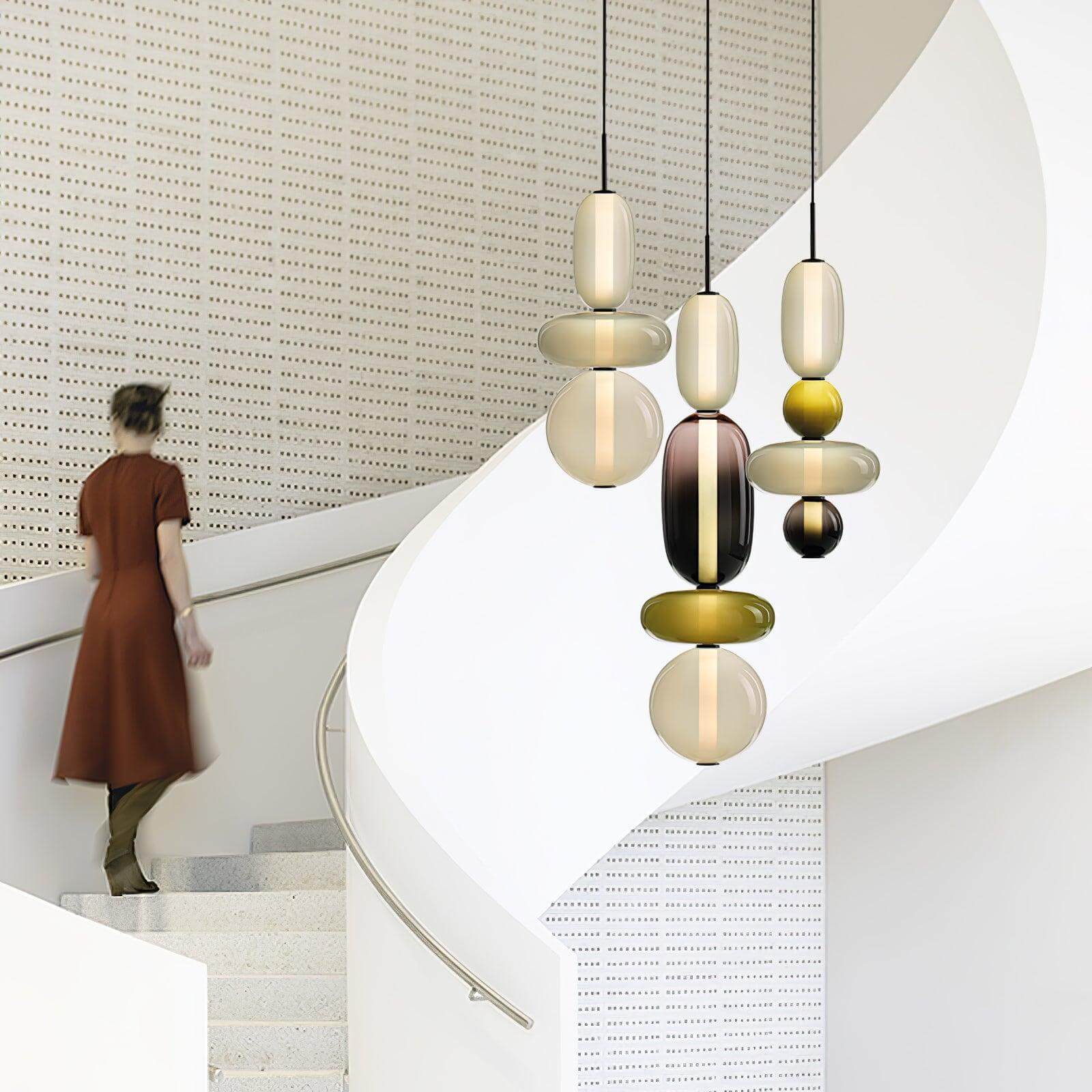 Modern Taklampa med Färgat Glas