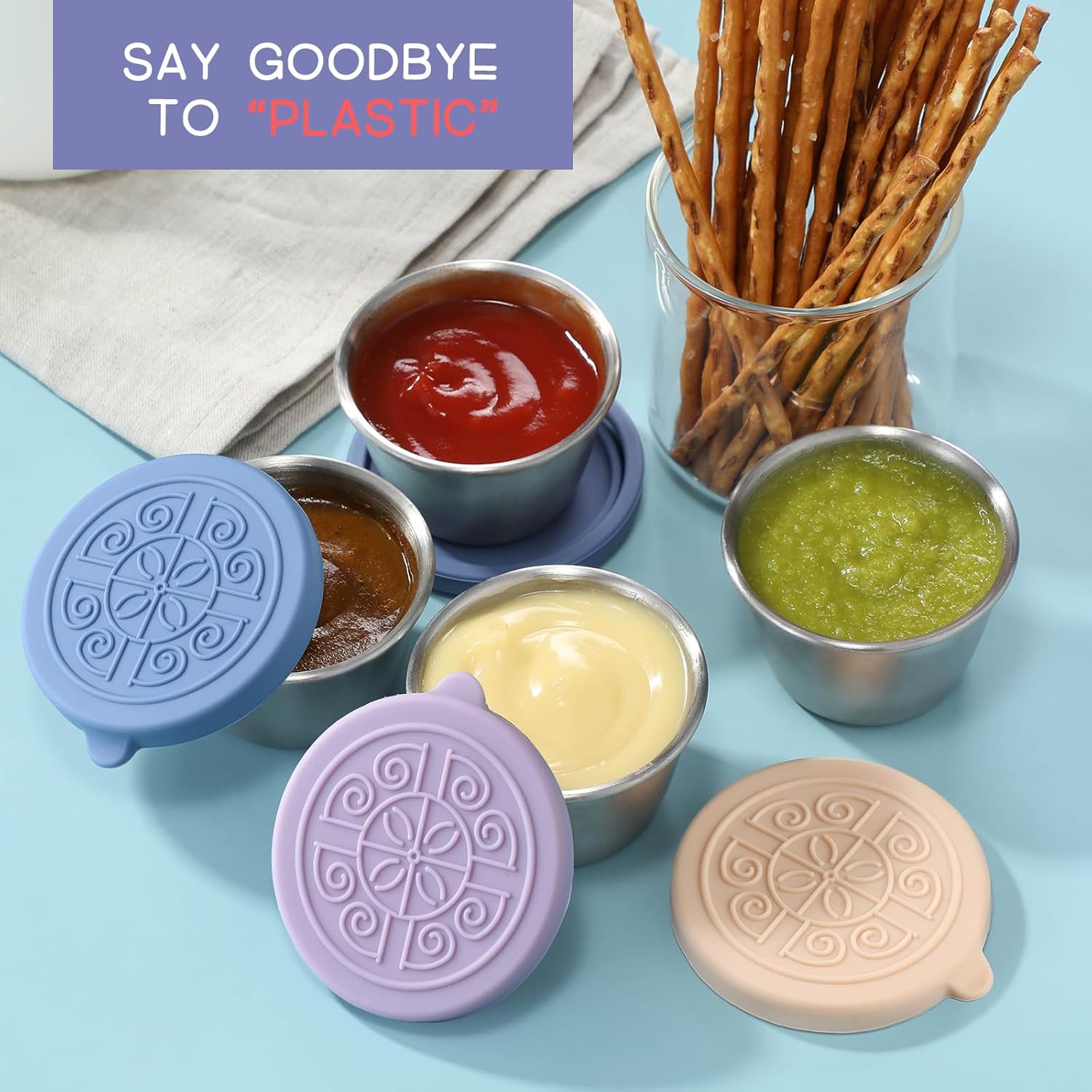 Läckagesäkra Såskoppar i Rostfritt Stål (Set om 6) – FlavorPods