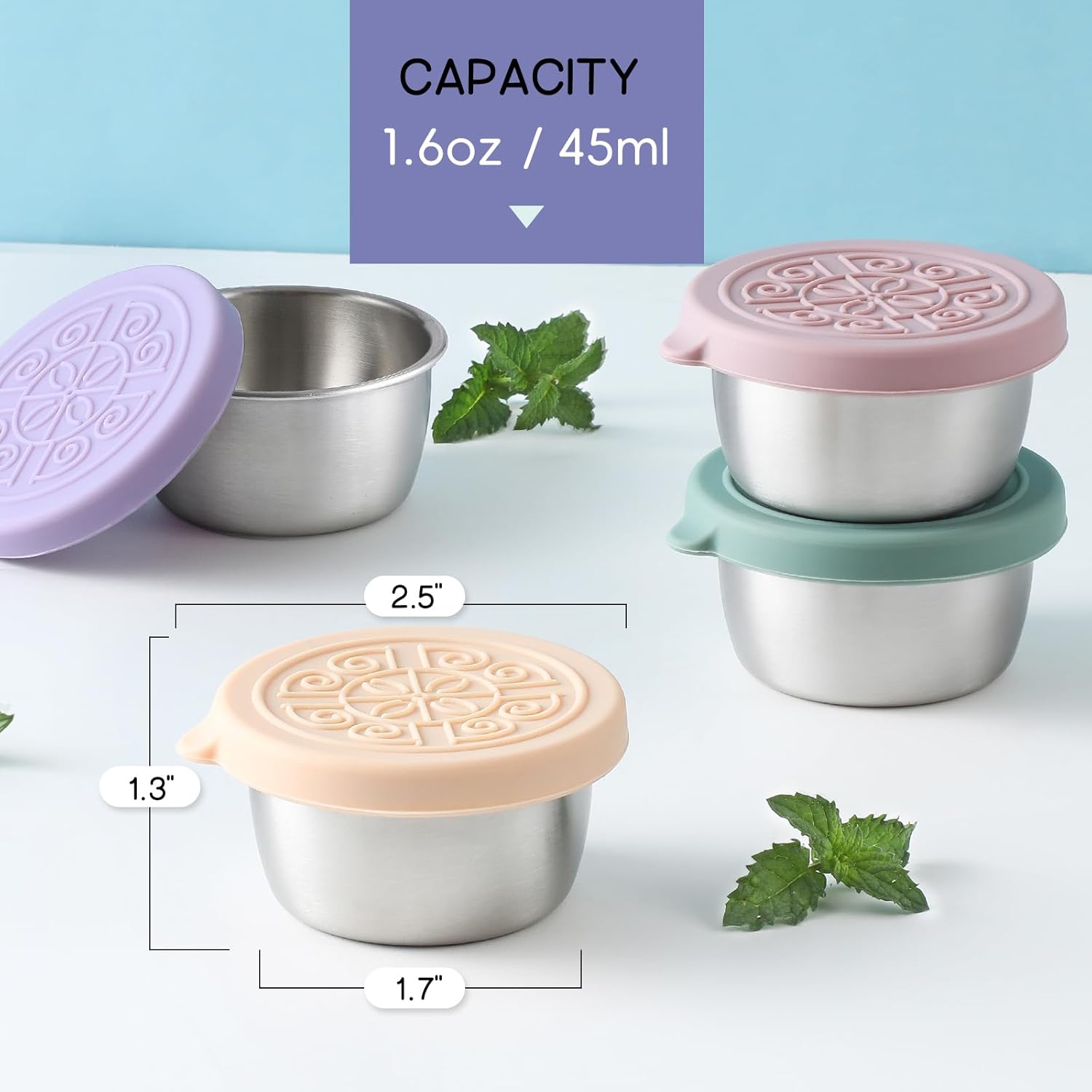 Läckagesäkra Såskoppar i Rostfritt Stål (Set om 6) – FlavorPods